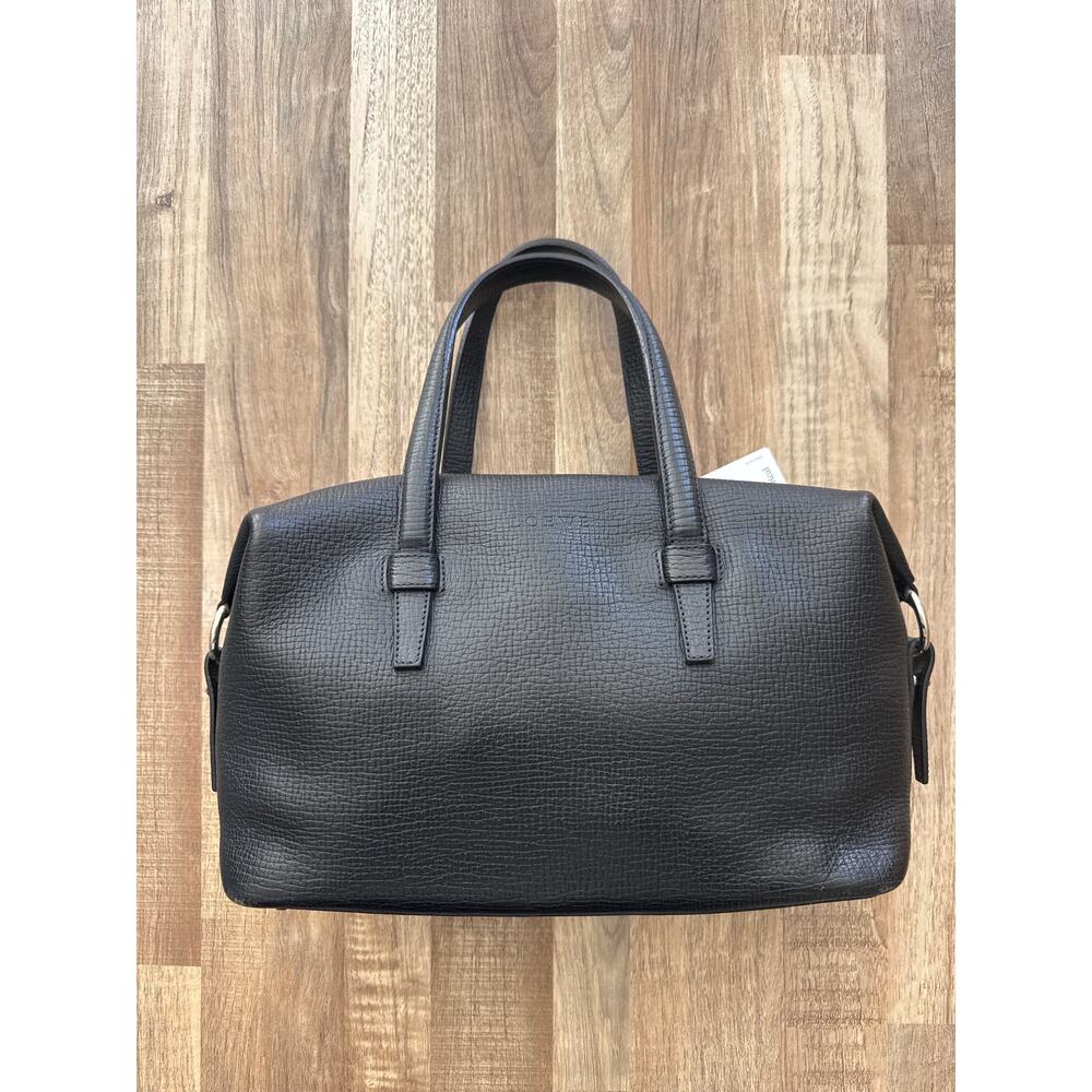 Classic Black Leather Satchel Bag - Structured Top-Handle